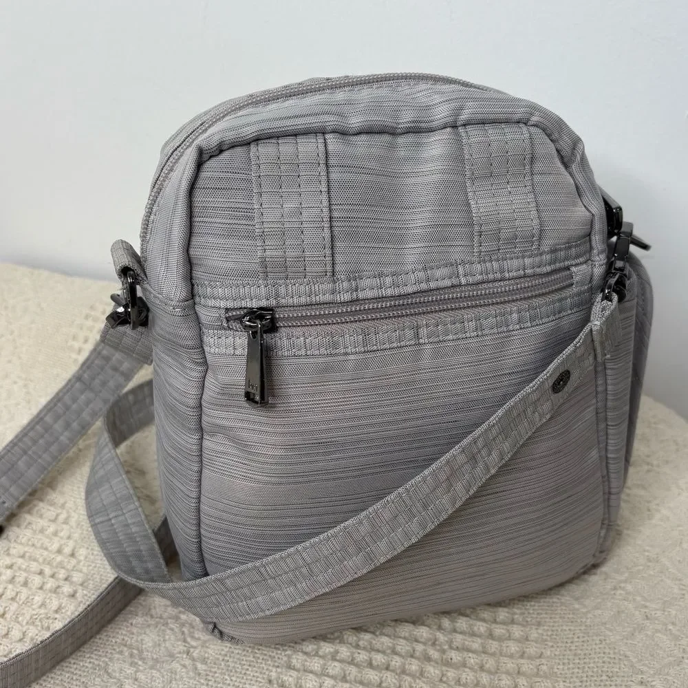 Lug RFID Flapper Convertible Crossbody Bag Gray Lightweight Travel Belt
